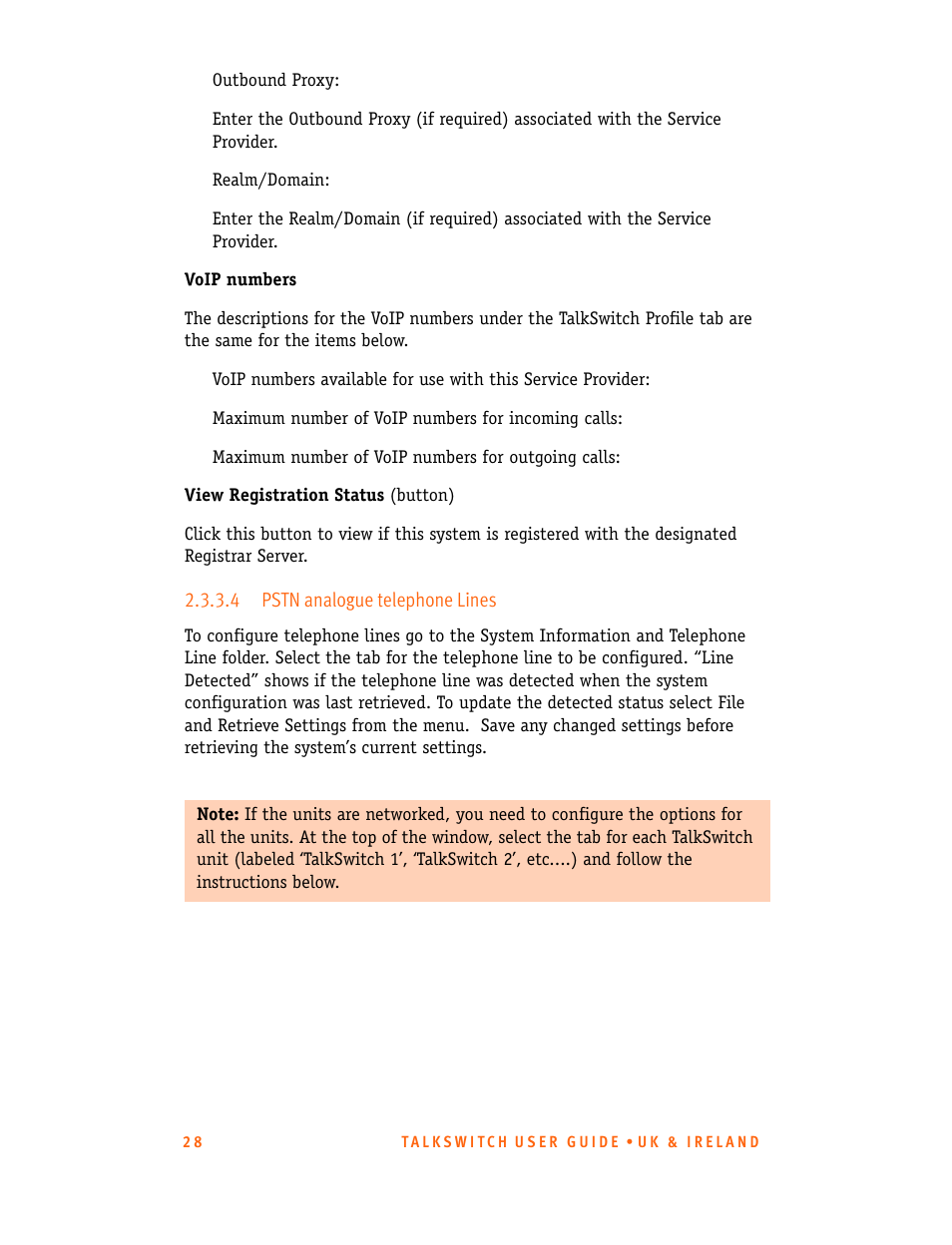 4 pstn analogue telephone lines | Talkswitch CT.TS005.001101.UK User Manual | Page 36 / 174