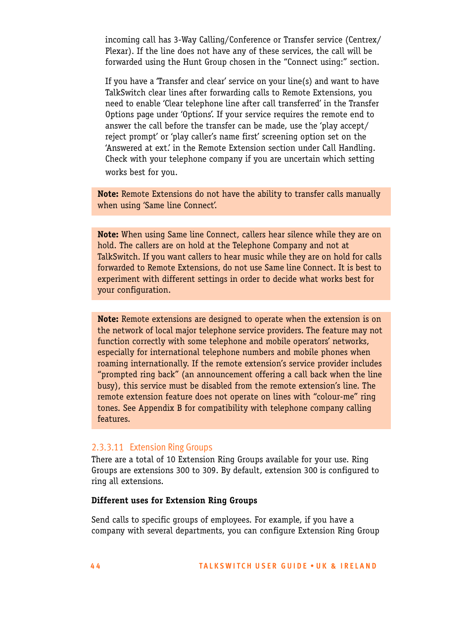 11 extension ring groups | Talkswitch CT.TS005.001101.UK User Manual | Page 52 / 174