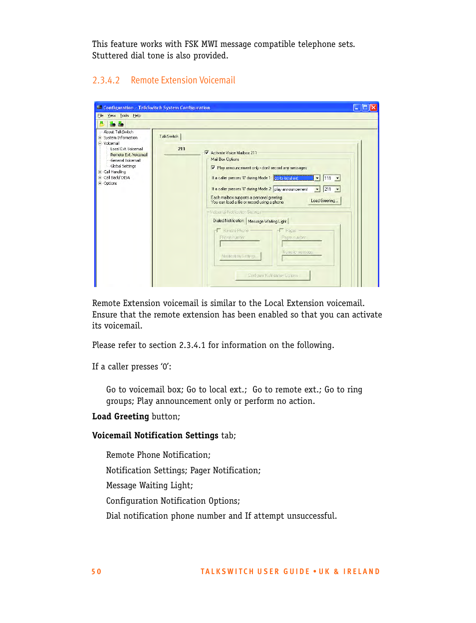 2 remote extension voicemail | Talkswitch CT.TS005.001101.UK User Manual | Page 58 / 174