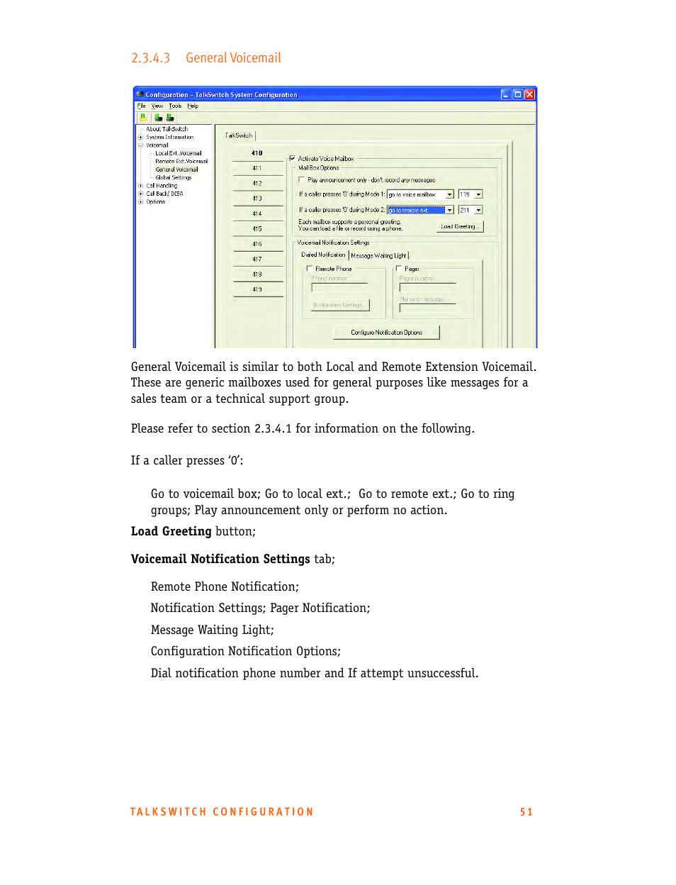3 general voicemail | Talkswitch CT.TS005.001101.UK User Manual | Page 59 / 174