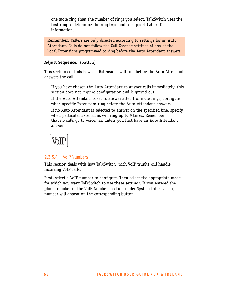 4 voip numbers | Talkswitch CT.TS005.001101.UK User Manual | Page 70 / 174