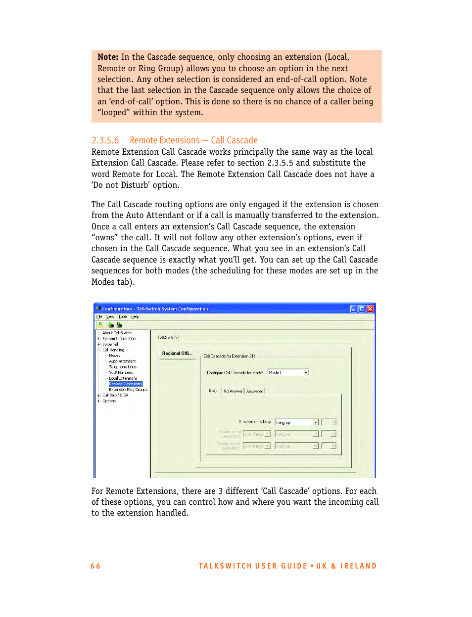 6 remote extensions - call cascade | Talkswitch CT.TS005.001101.UK User Manual | Page 74 / 174