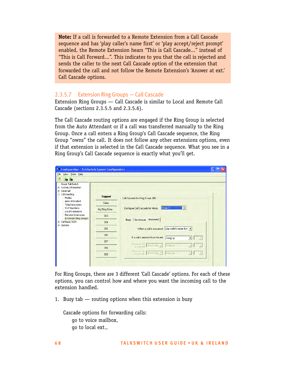 7 extension ring groups - call cascade | Talkswitch CT.TS005.001101.UK User Manual | Page 76 / 174