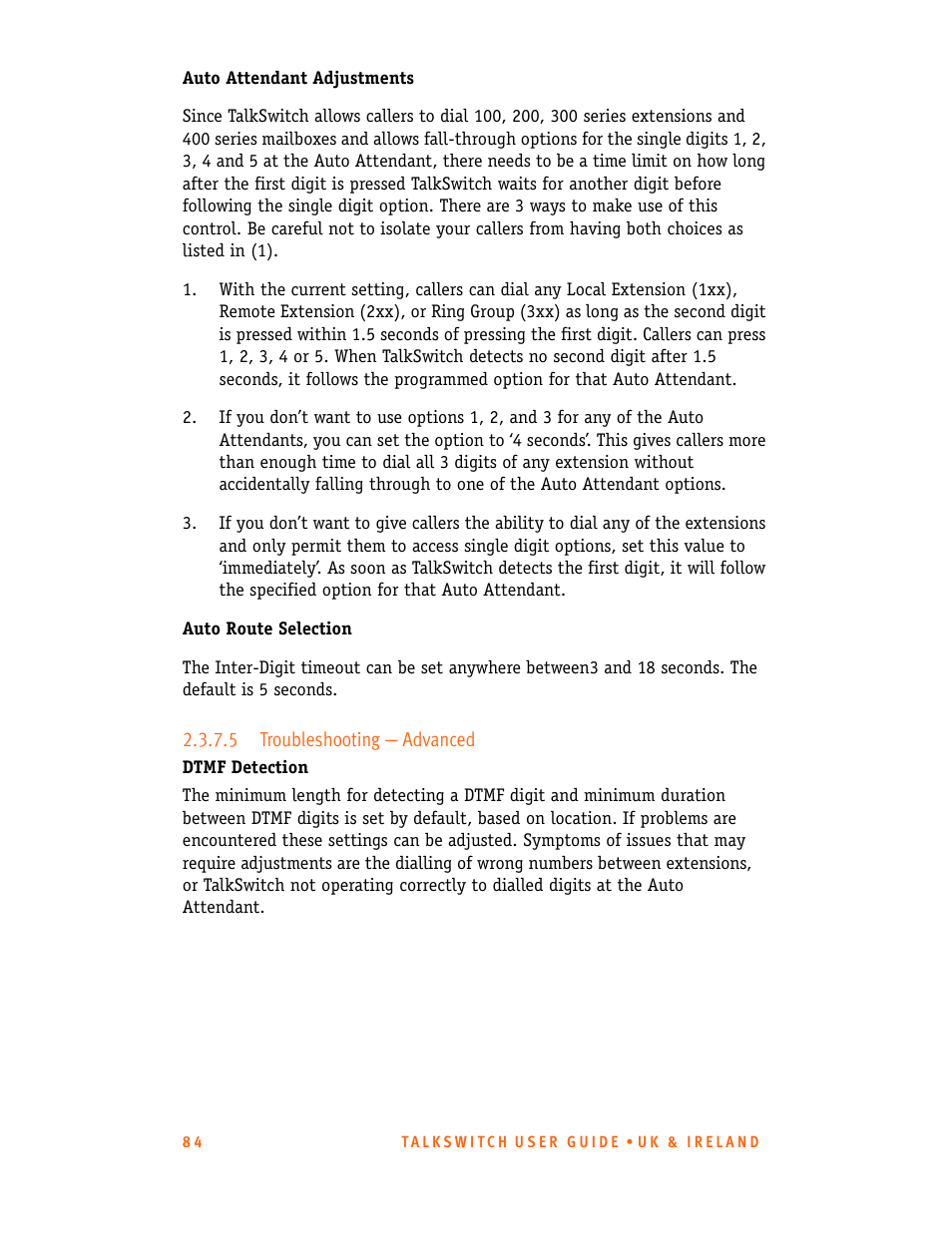 5 troubleshooting - advanced | Talkswitch CT.TS005.001101.UK User Manual | Page 92 / 174