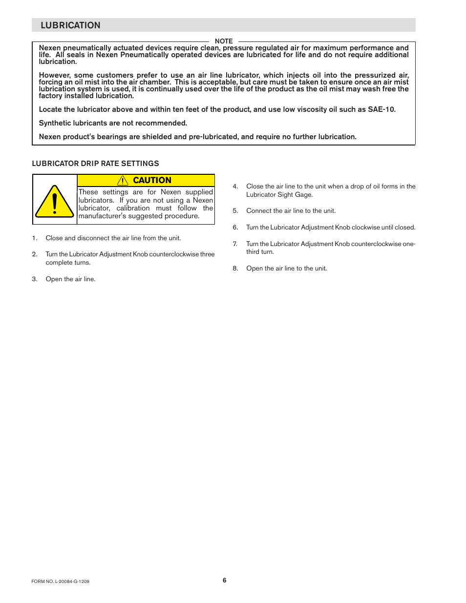 Lubrication | Nexen SE-200 806000 User Manual | Page 6 / 14