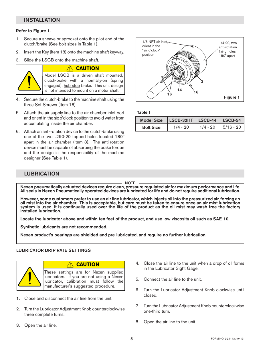 Nexen LSCB-32 923522 User Manual | Page 5 / 13