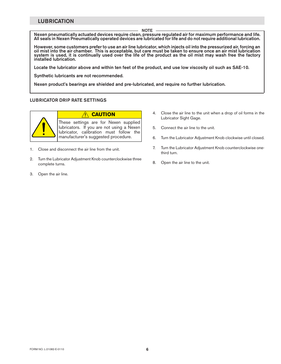 Lubrication | Nexen MCB-800 830853 User Manual | Page 6 / 14