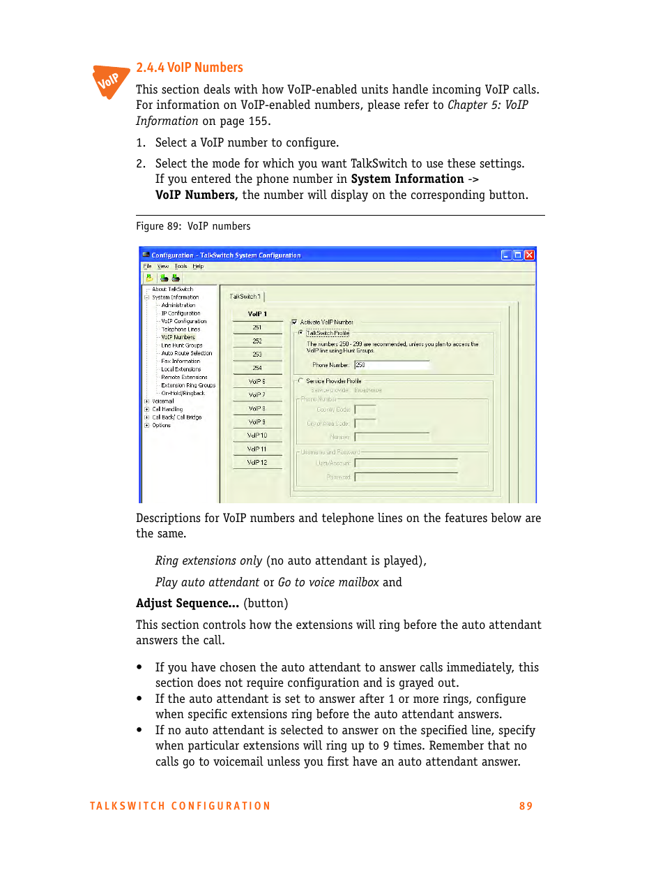 4 voip numbers | Talkswitch 24-CA User Manual | Page 101 / 243