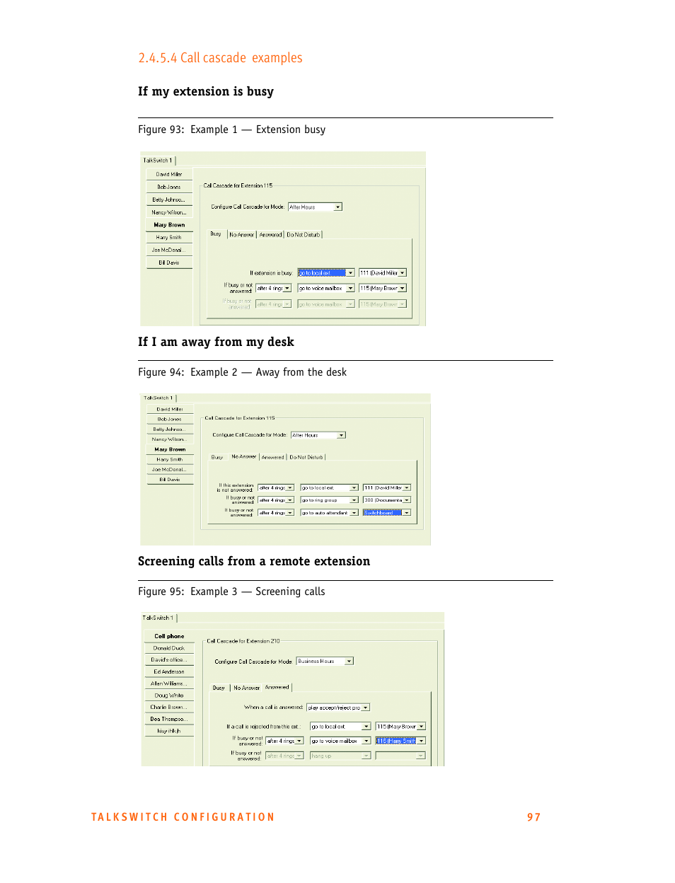 4 call cascade examples | Talkswitch 24-CA User Manual | Page 109 / 243