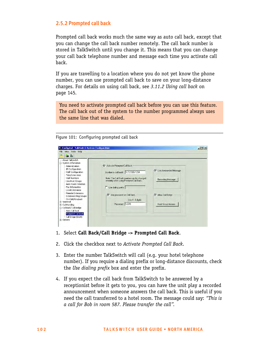 2 prompted call back | Talkswitch 24-CA User Manual | Page 114 / 243
