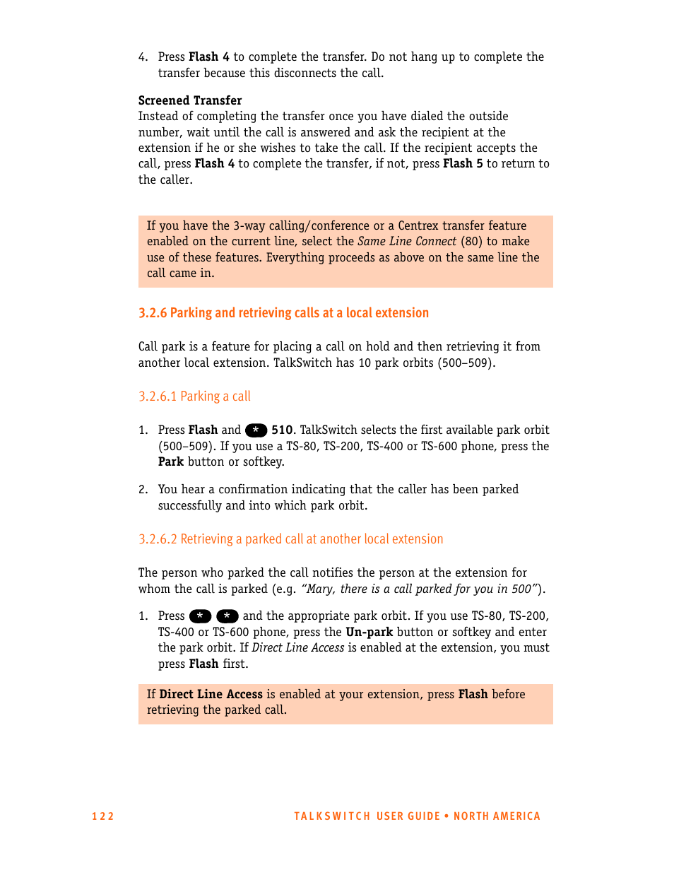 1 parking a call | Talkswitch 24-CA User Manual | Page 134 / 243