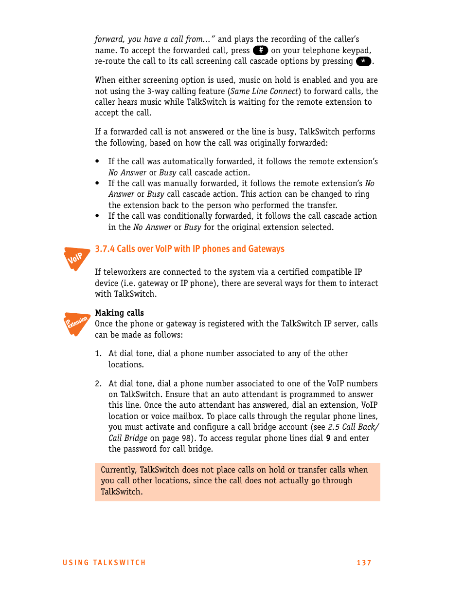 4 calls over voip with ip phones and gateways | Talkswitch 24-CA User Manual | Page 149 / 243