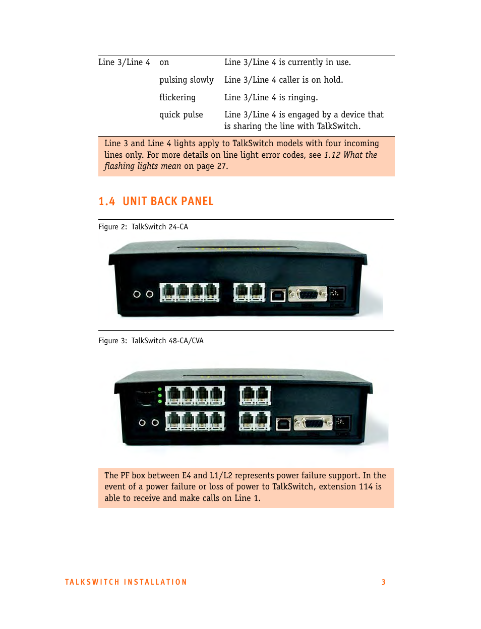 4 unit back panel | Talkswitch 24-CA User Manual | Page 15 / 243