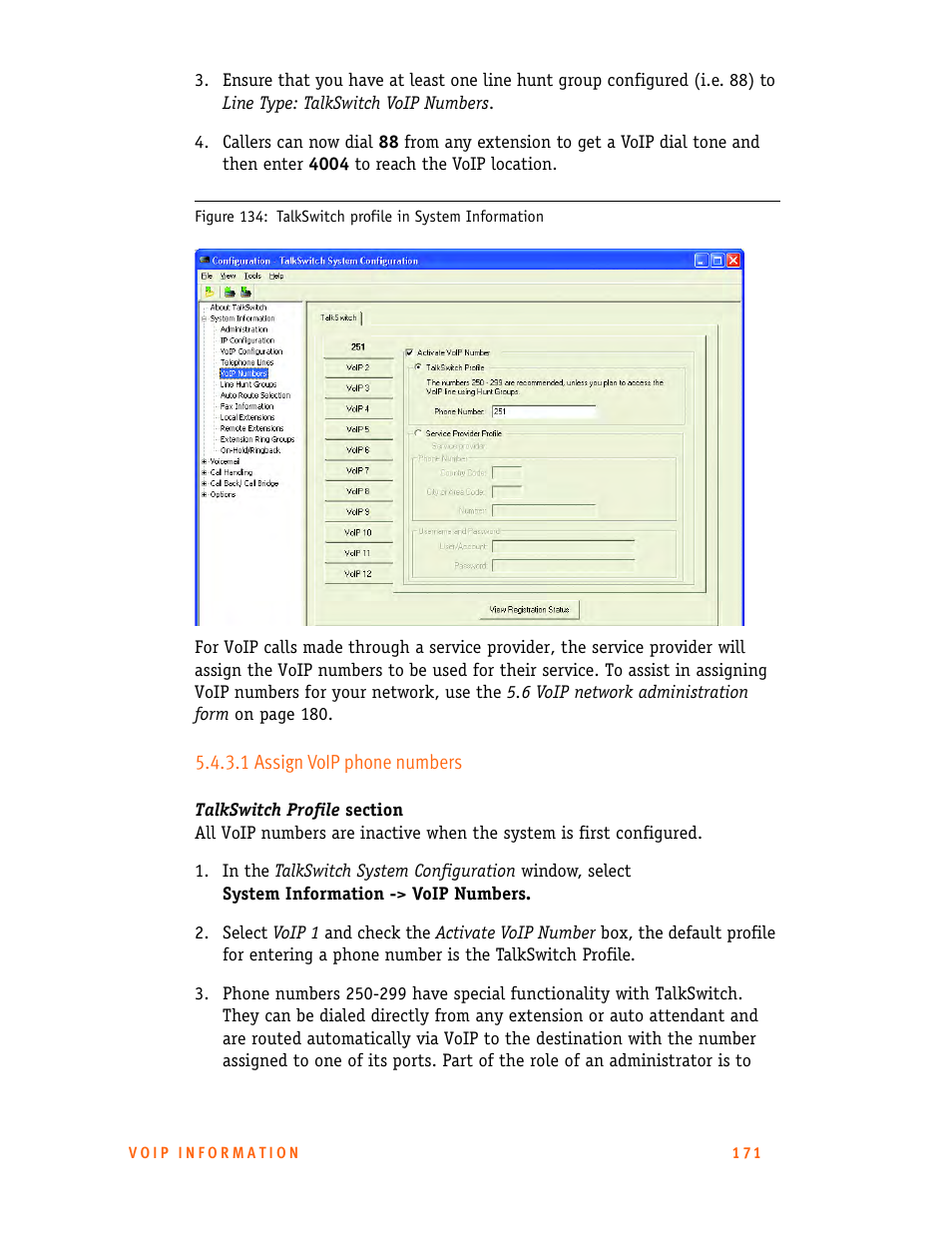 1 assign voip phone numbers | Talkswitch 24-CA User Manual | Page 183 / 243