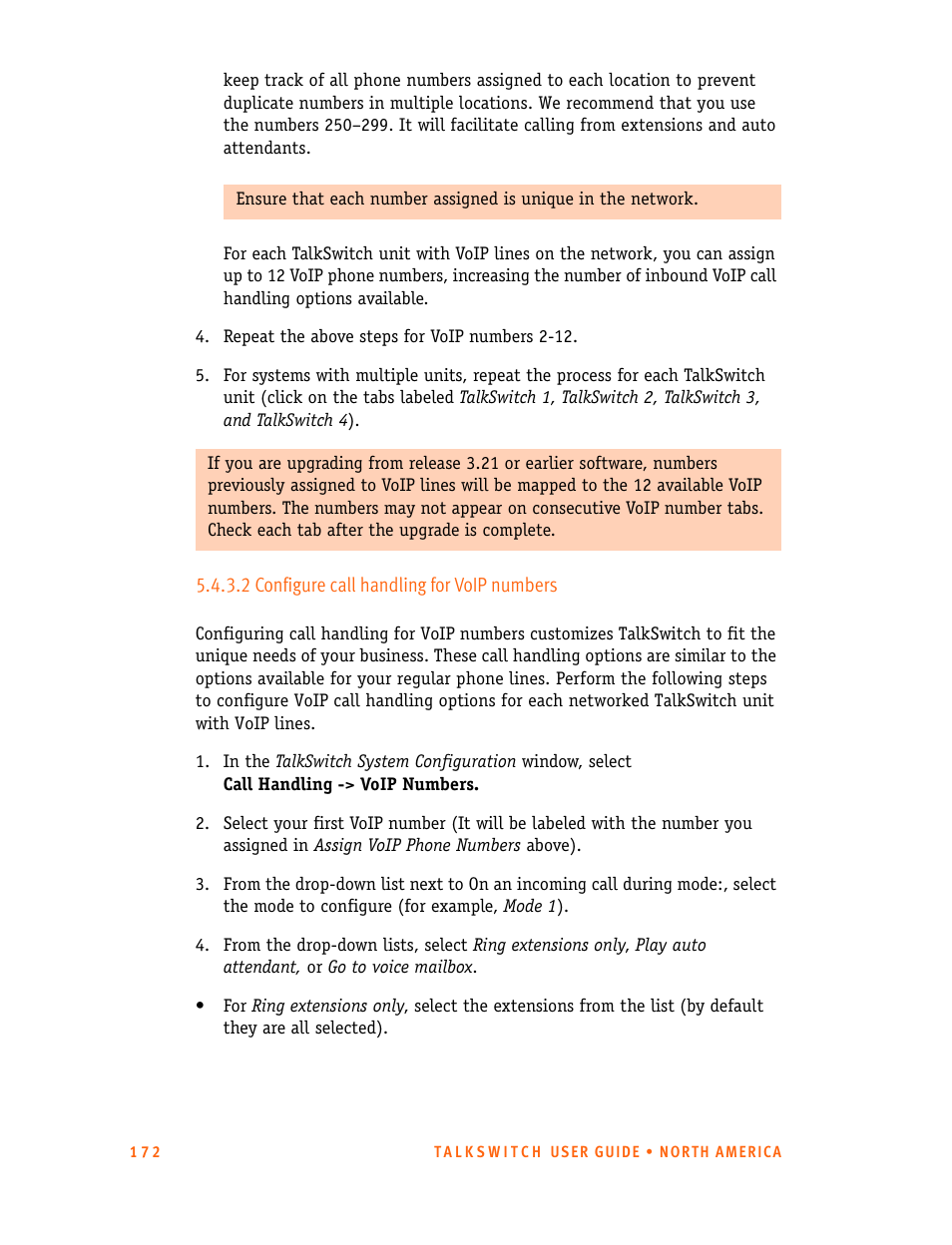2 configure call handling for voip numbers | Talkswitch 24-CA User Manual | Page 184 / 243