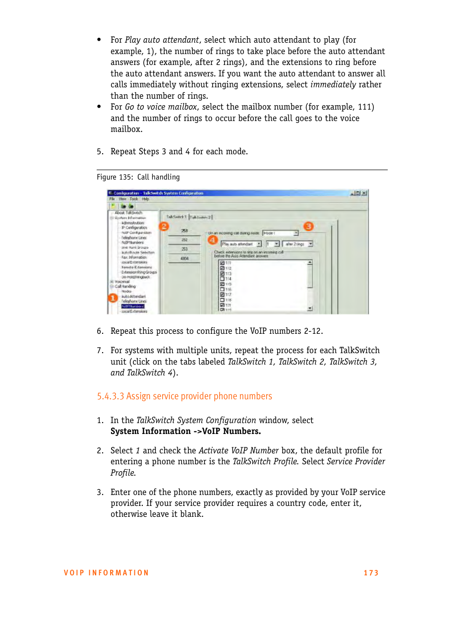 3 assign service provider phone numbers | Talkswitch 24-CA User Manual | Page 185 / 243