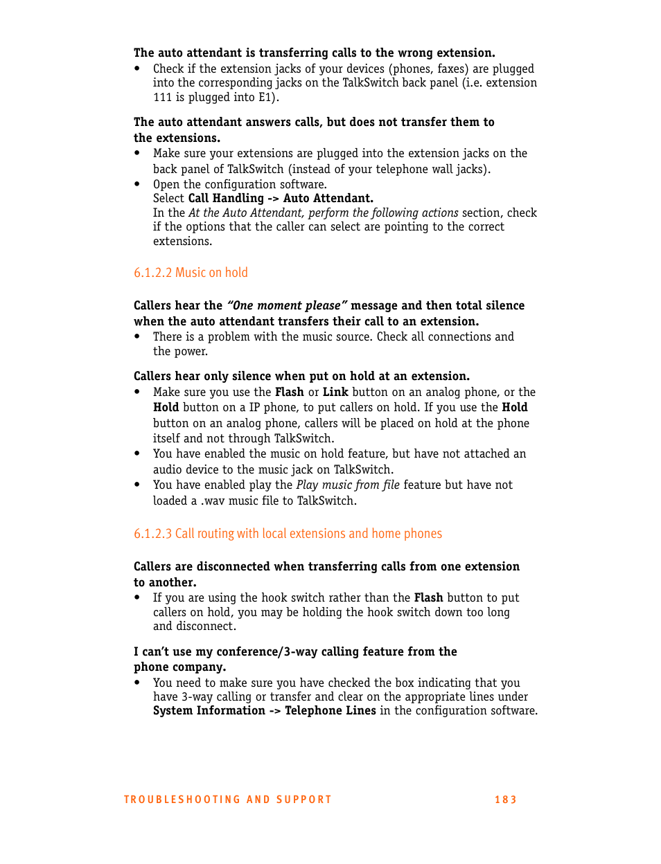 2 music on hold | Talkswitch 24-CA User Manual | Page 195 / 243
