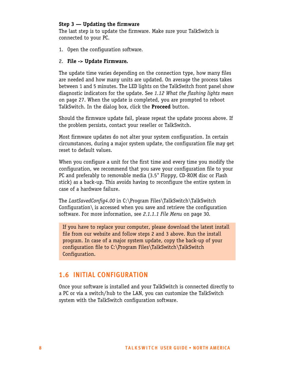 6 initial configuration | Talkswitch 24-CA User Manual | Page 20 / 243