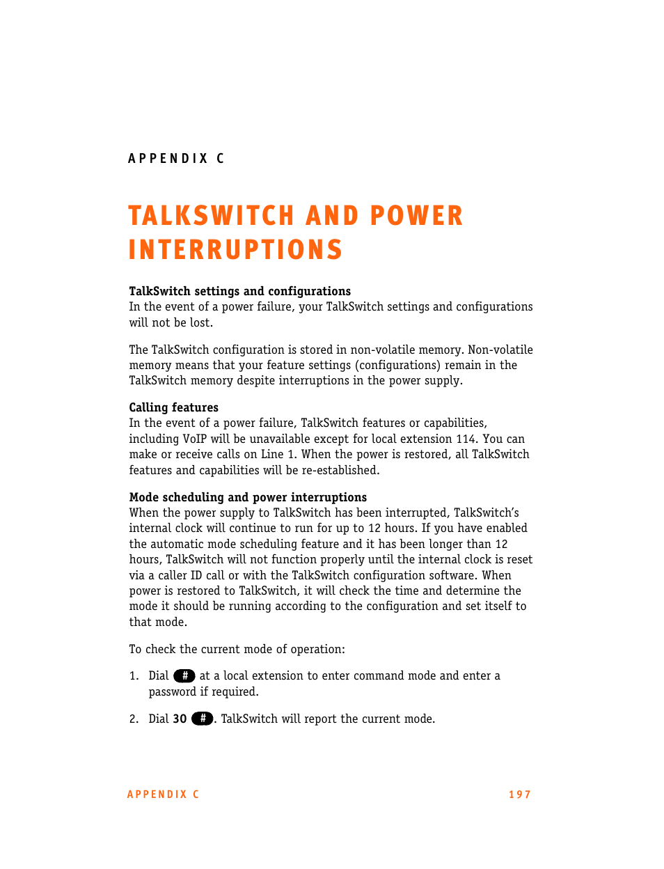 Appendix c: talkswitch and power interruptions | Talkswitch 24-CA User Manual | Page 209 / 243