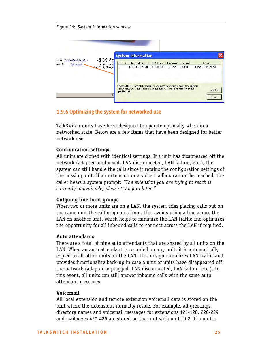 6 optimizing the system for networked use | Talkswitch 24-CA User Manual | Page 37 / 243