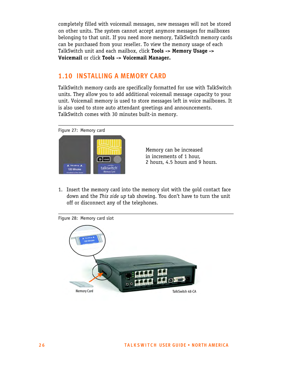 10 installing a memory card | Talkswitch 24-CA User Manual | Page 38 / 243