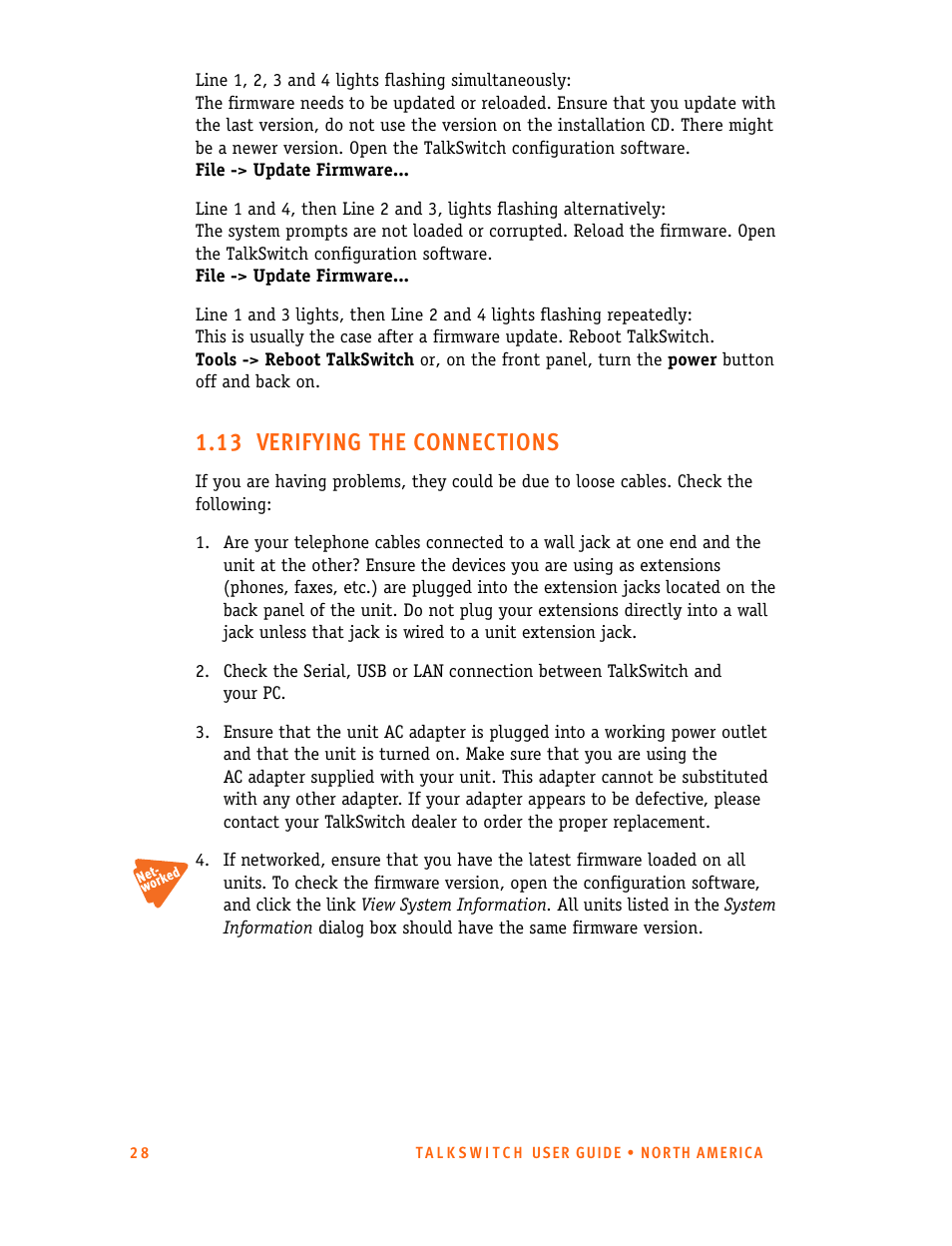13 verifying the connections | Talkswitch 24-CA User Manual | Page 40 / 243