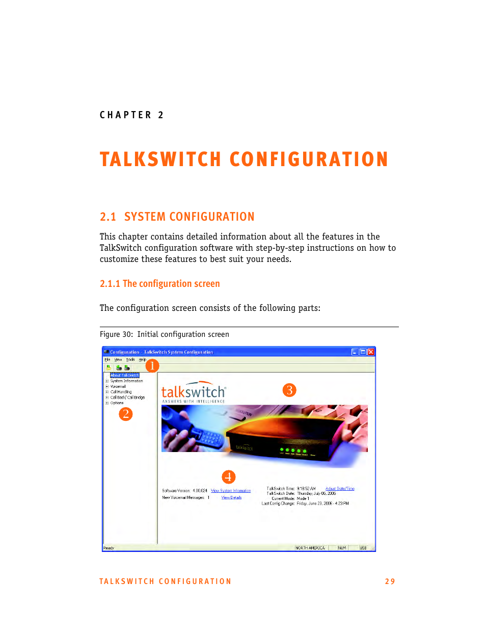 Chapter 2: talkswitch configuration, 1 system configuration, 1 the configuration screen | Xz y | Talkswitch 24-CA User Manual | Page 41 / 243