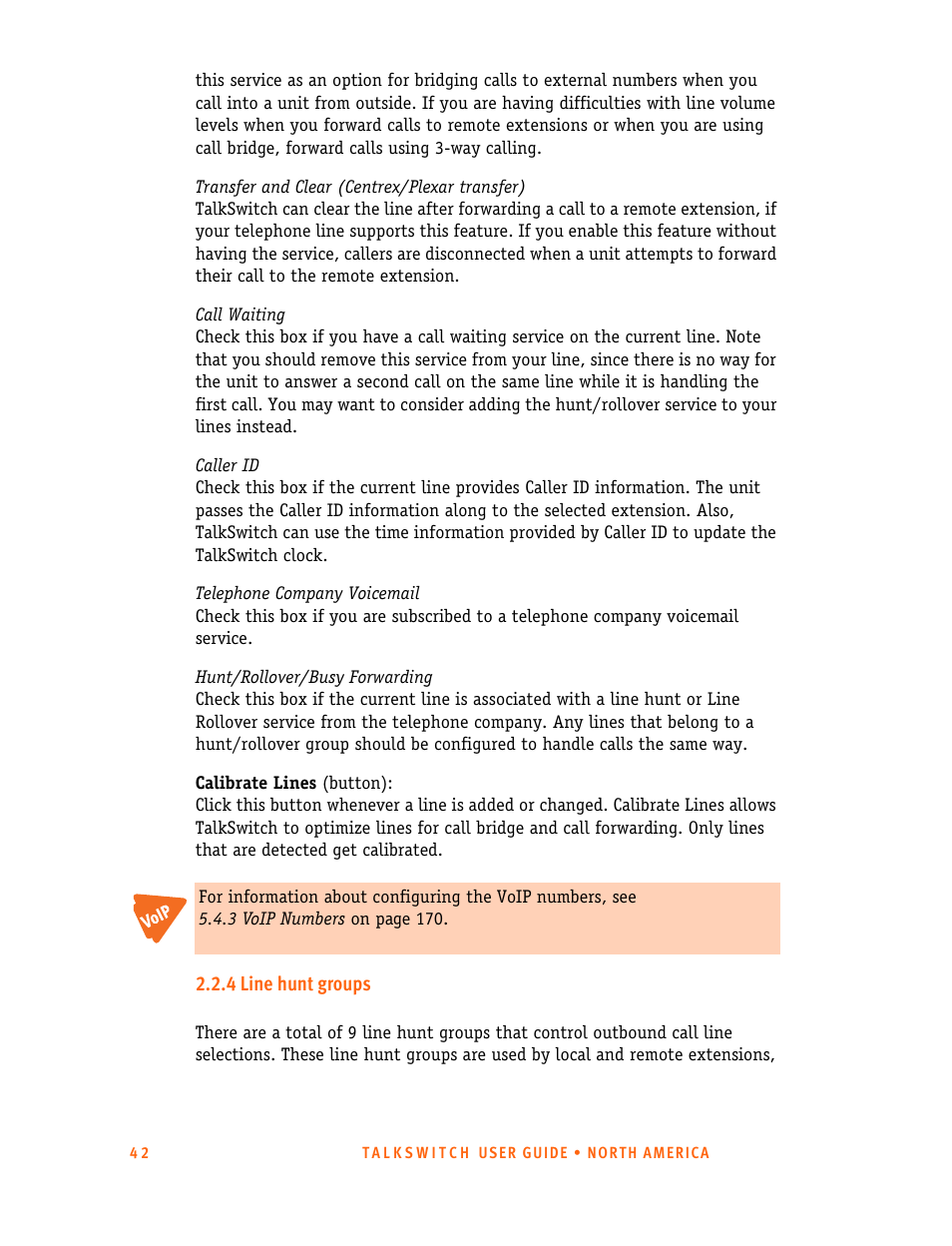 4 line hunt groups | Talkswitch 24-CA User Manual | Page 54 / 243