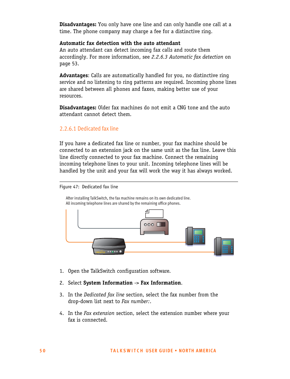 1 dedicated fax line | Talkswitch 24-CA User Manual | Page 62 / 243
