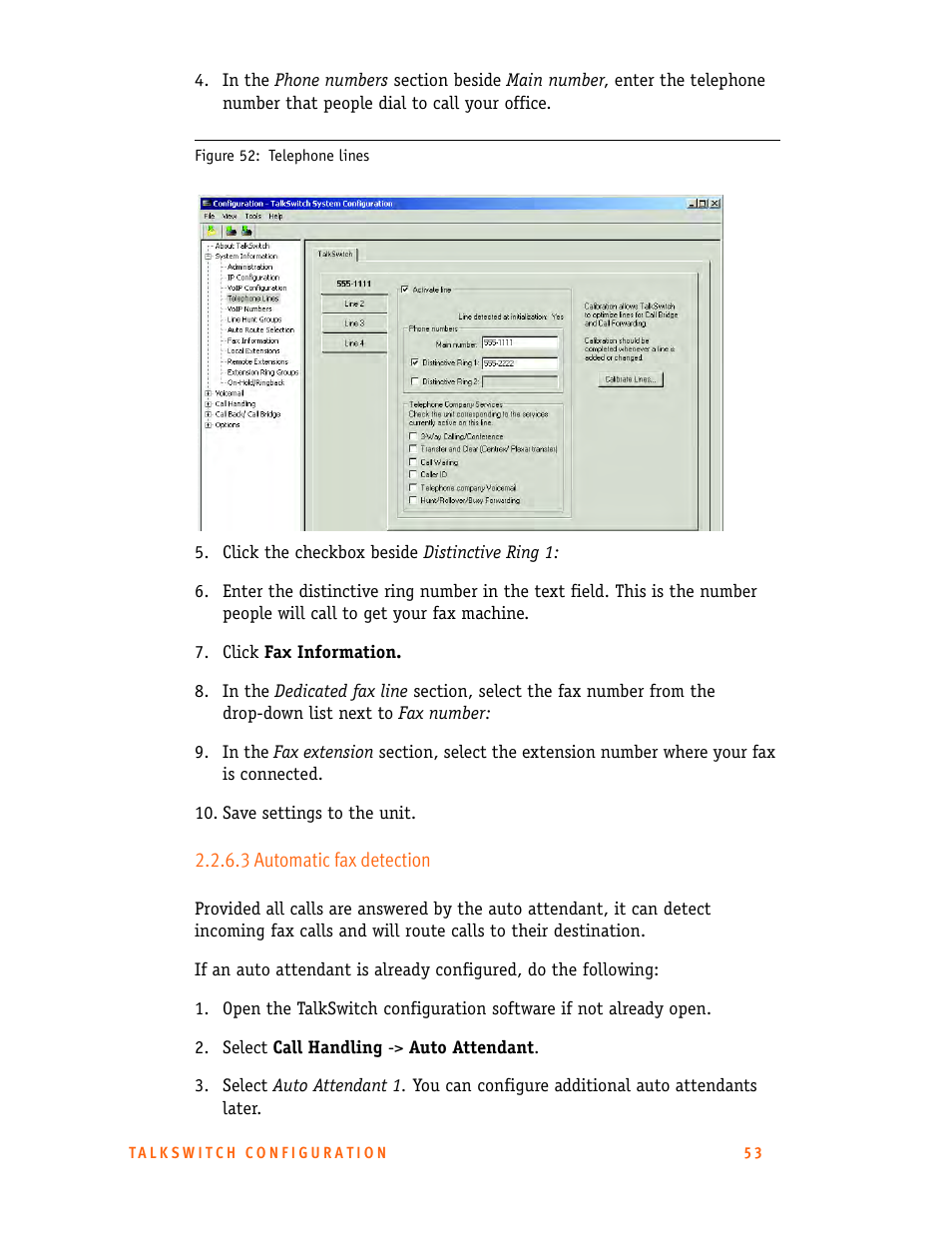3 automatic fax detection | Talkswitch 24-CA User Manual | Page 65 / 243