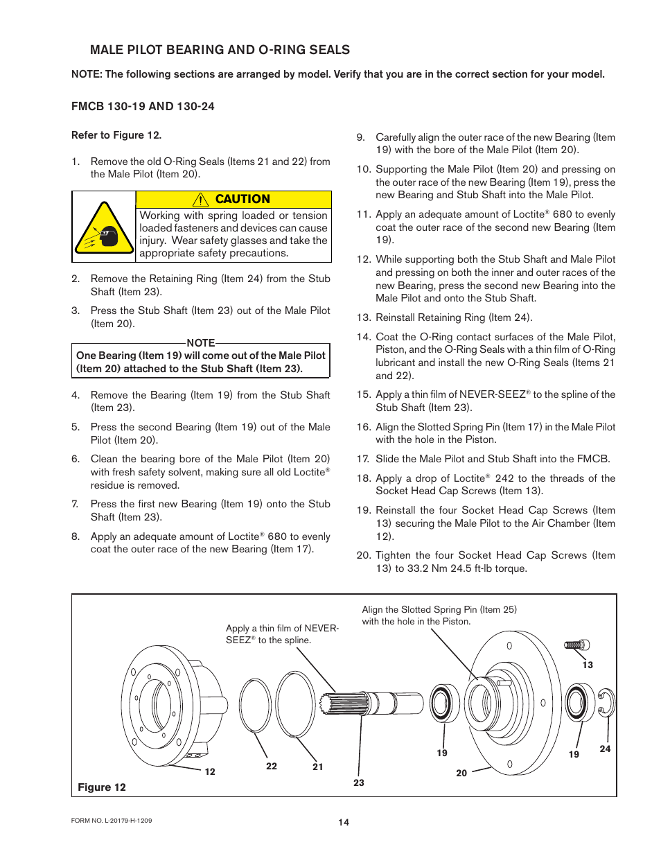 Male pilot bearing and o-ring seals | Nexen FMCB-7-38 801613 User Manual | Page 14 / 28