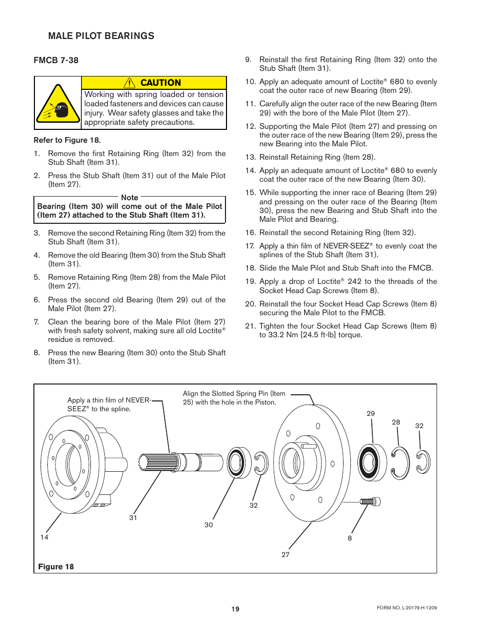 Male pilot bearings | Nexen FMCB-7-38 801613 User Manual | Page 19 / 28