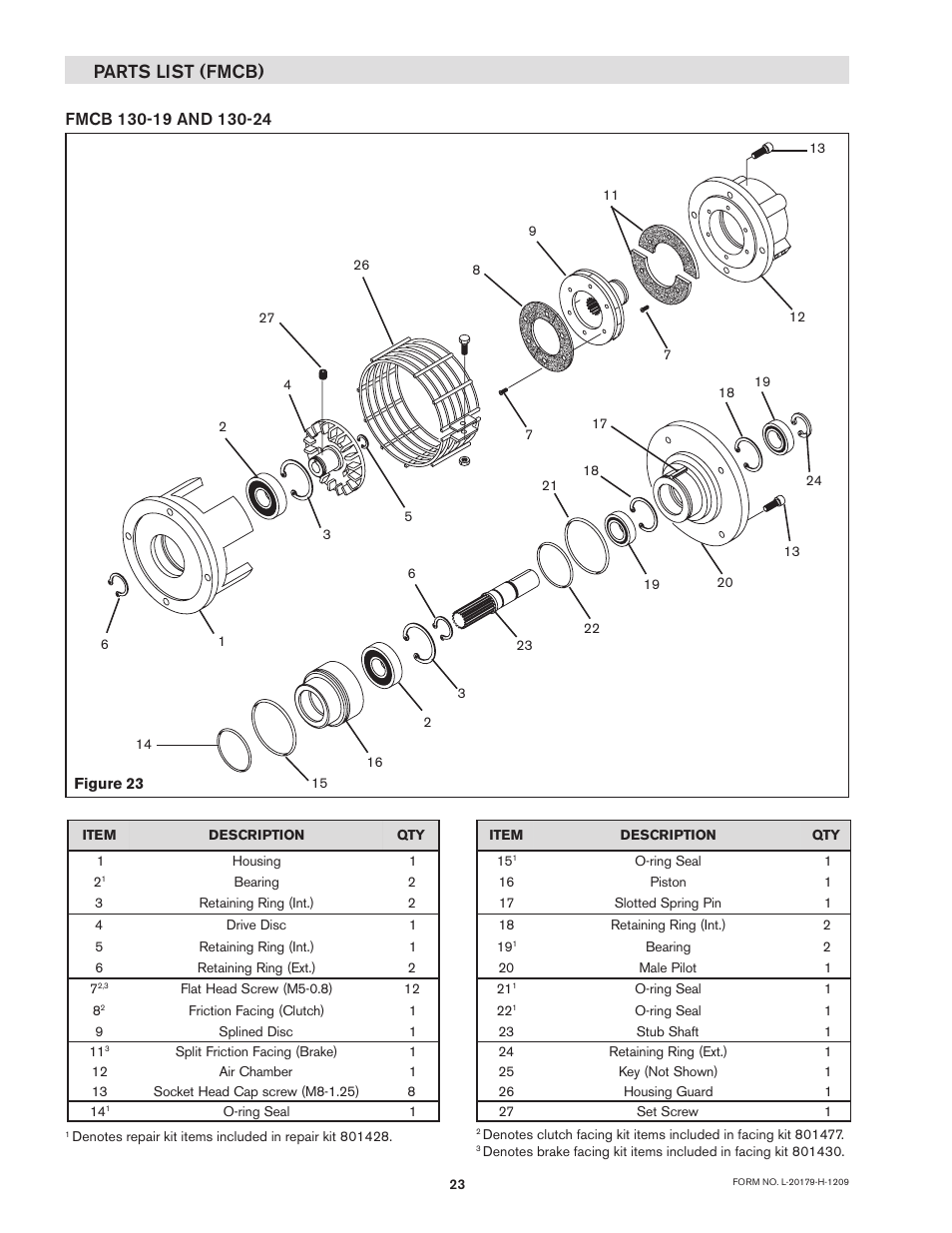 Parts list (fmcb) | Nexen FMCB-7-38 801613 User Manual | Page 23 / 28