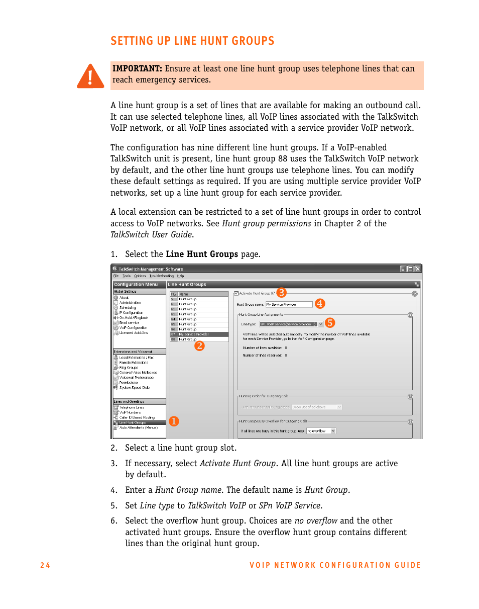 Setting up line hunt groups, Xy z | Talkswitch CT.TS005.002606 User Manual | Page 25 / 29