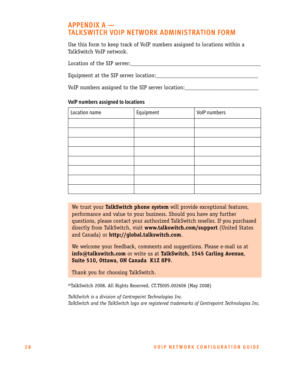 Talkswitch CT.TS005.002606 User Manual | Page 29 / 29
