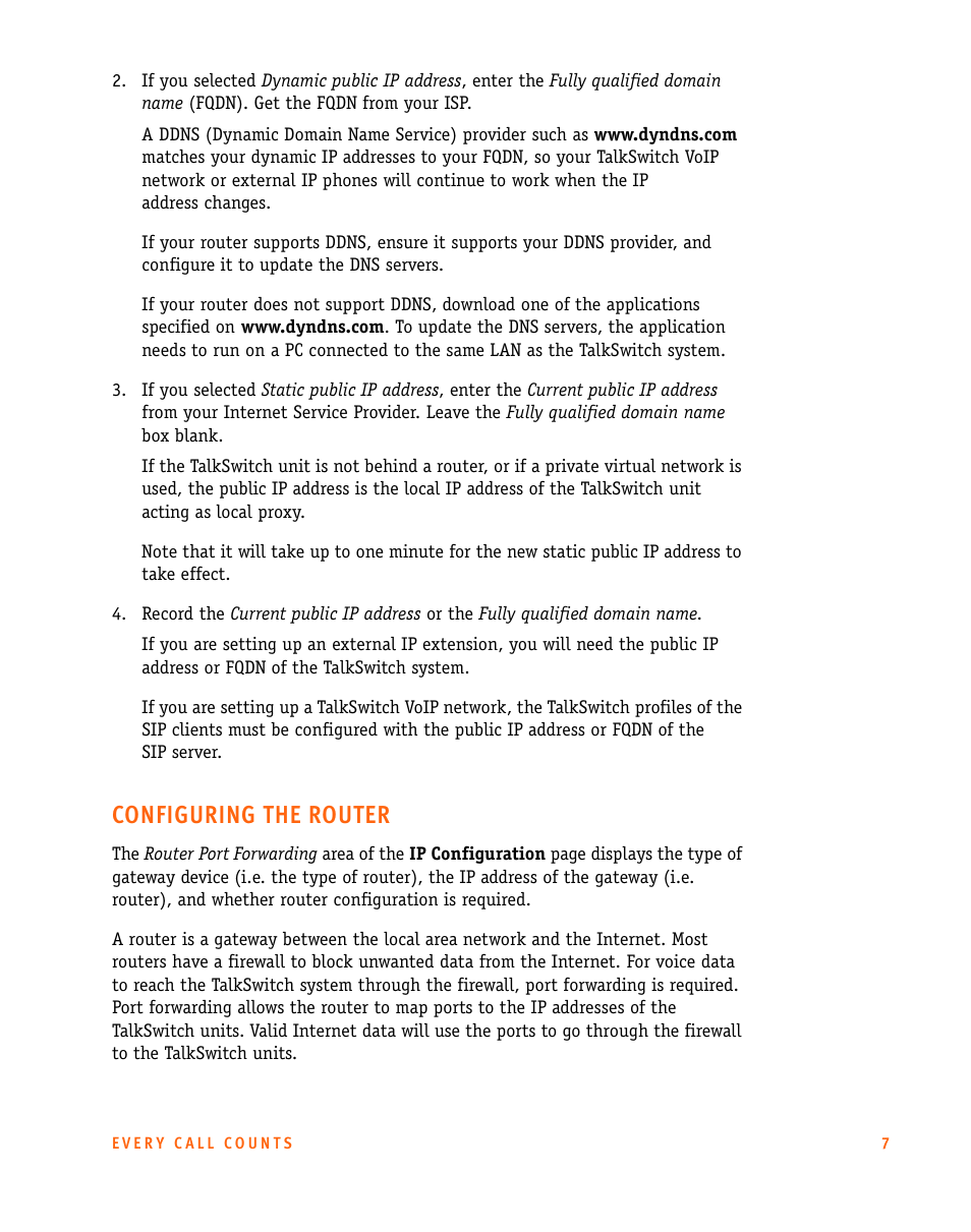 Configuring the router | Talkswitch CT.TS005.002606 User Manual | Page 8 / 29