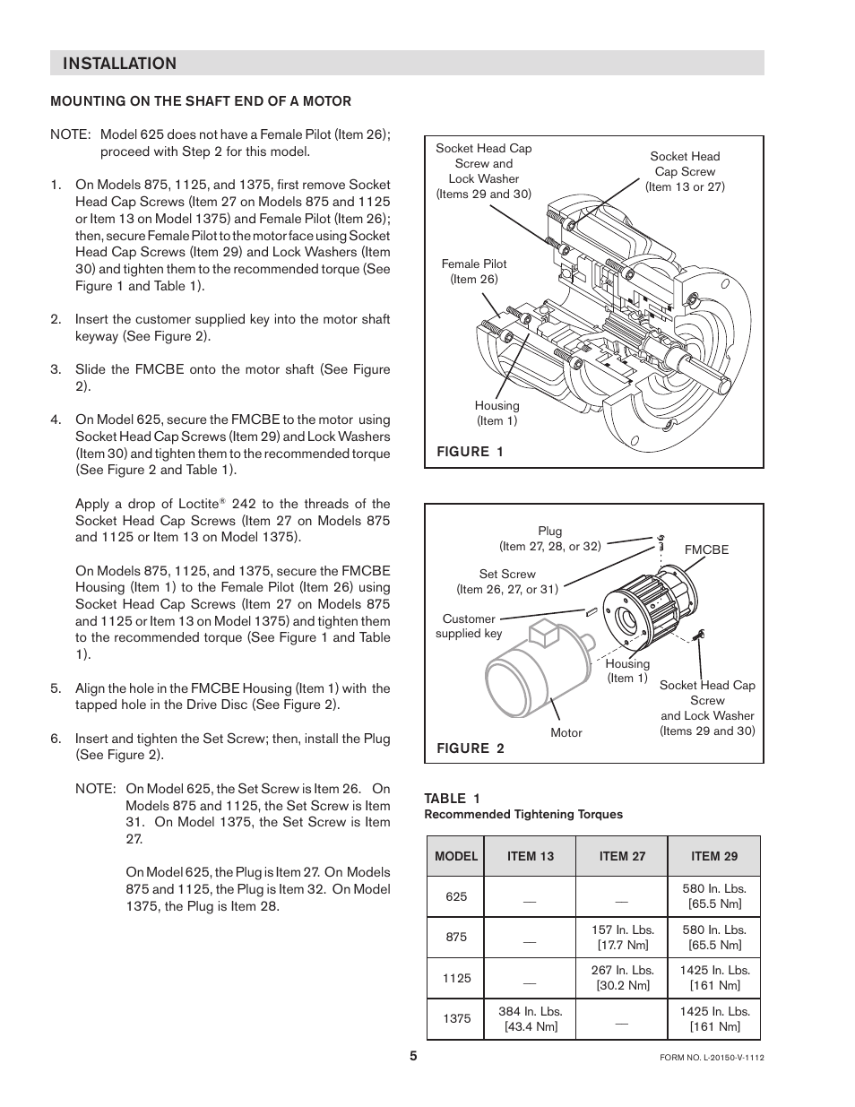 Installation | Nexen FMCBE-875 801428 User Manual | Page 5 / 22