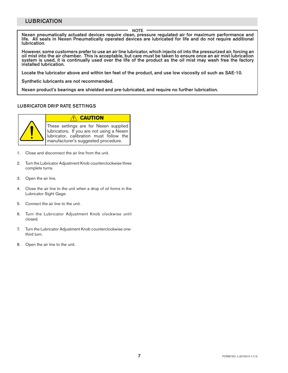 Lubrication | Nexen FMCBE-875 801428 User Manual | Page 7 / 22