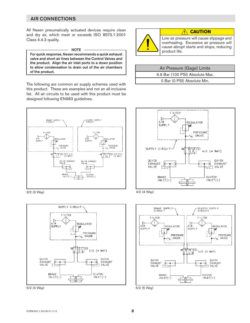 Air connections | Nexen FMCBE-875 801428 User Manual | Page 8 / 22