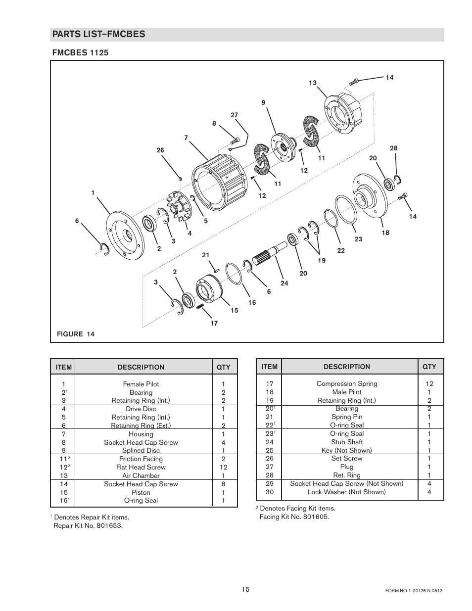 Parts list–fmcbes | Nexen FMCBES-625 801652 User Manual | Page 15 / 18