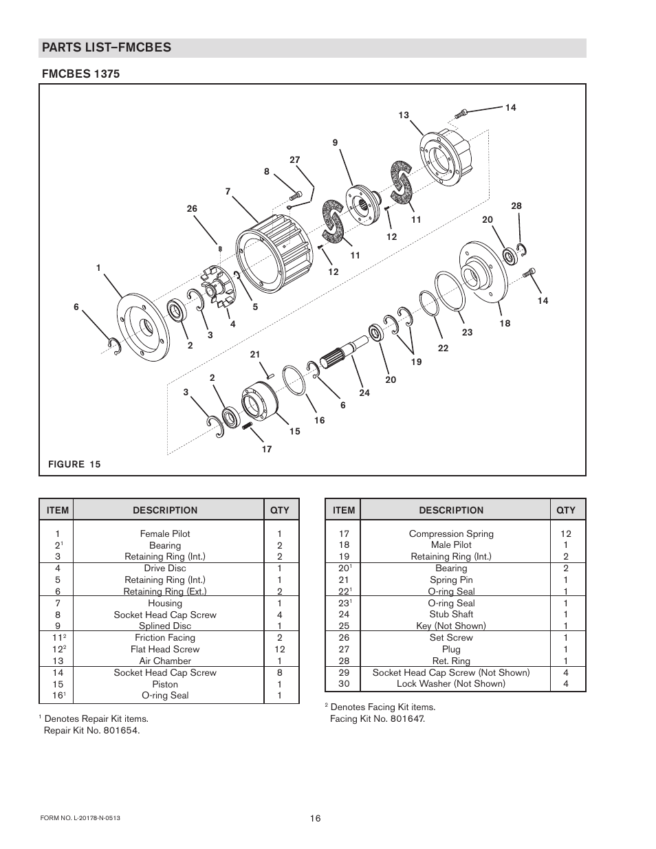 Parts list–fmcbes | Nexen FMCBES-625 801652 User Manual | Page 16 / 18