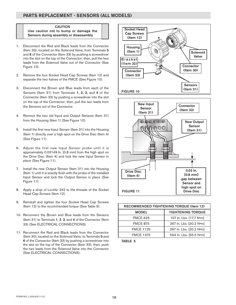 Parts replacement - sensors (all models) | Nexen OPS-625 801692 User Manual | Page 10 / 21