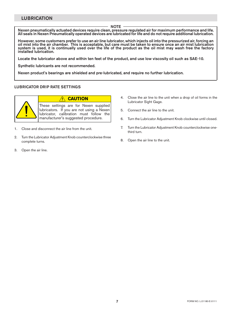 Lubrication | Nexen BTBA-10 927409 User Manual | Page 7 / 18