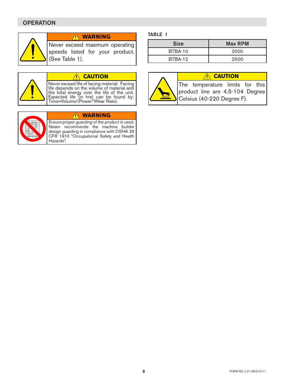 Nexen BTBA-10 927409 User Manual | Page 9 / 18