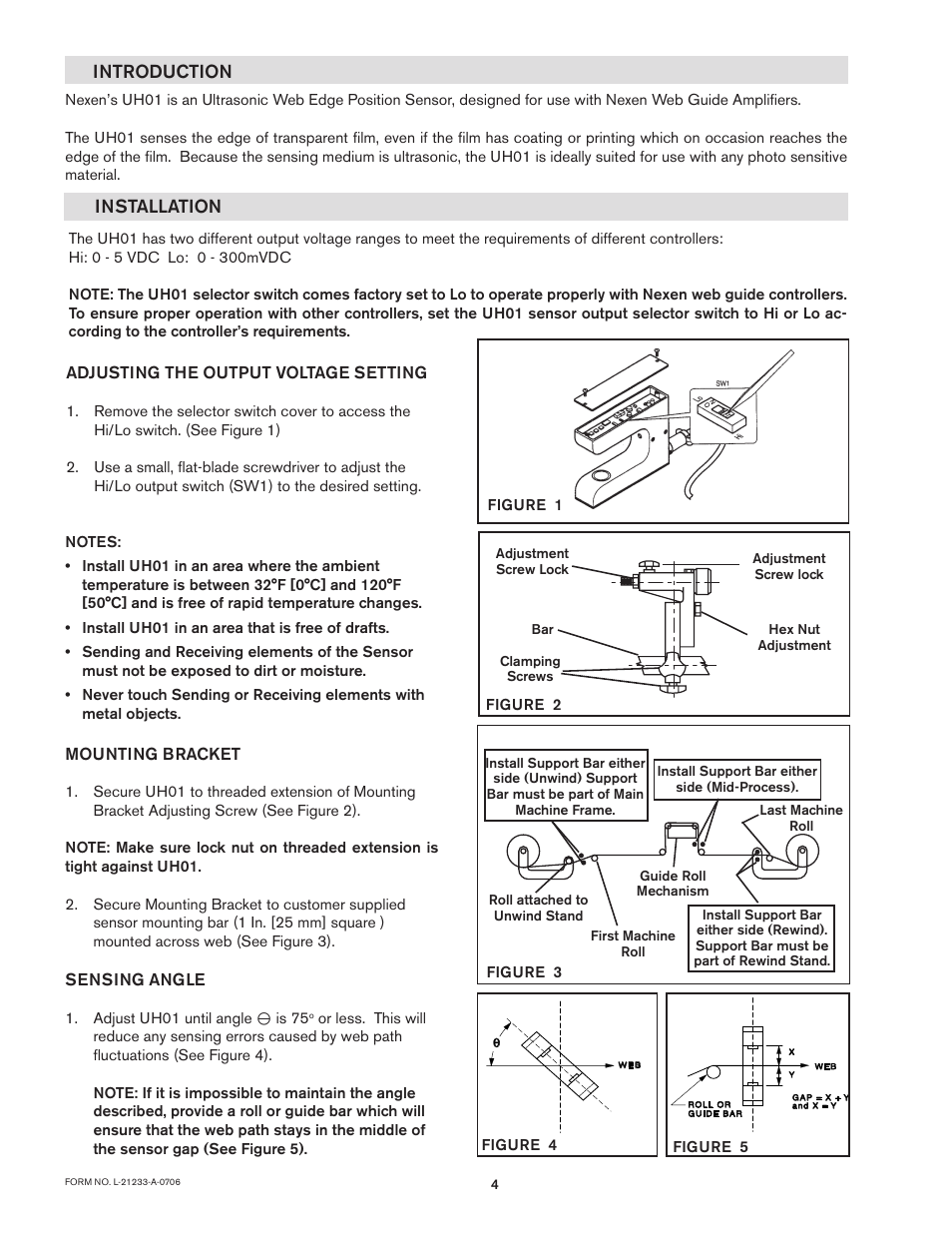 Introduction installation | Nexen UH 01 912153 User Manual | Page 4 / 7