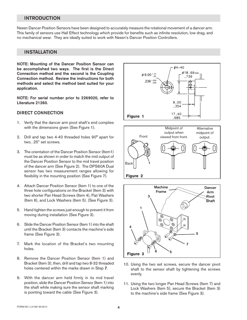 Introduction installation | Nexen DPS60 964518 User Manual | Page 4 / 10