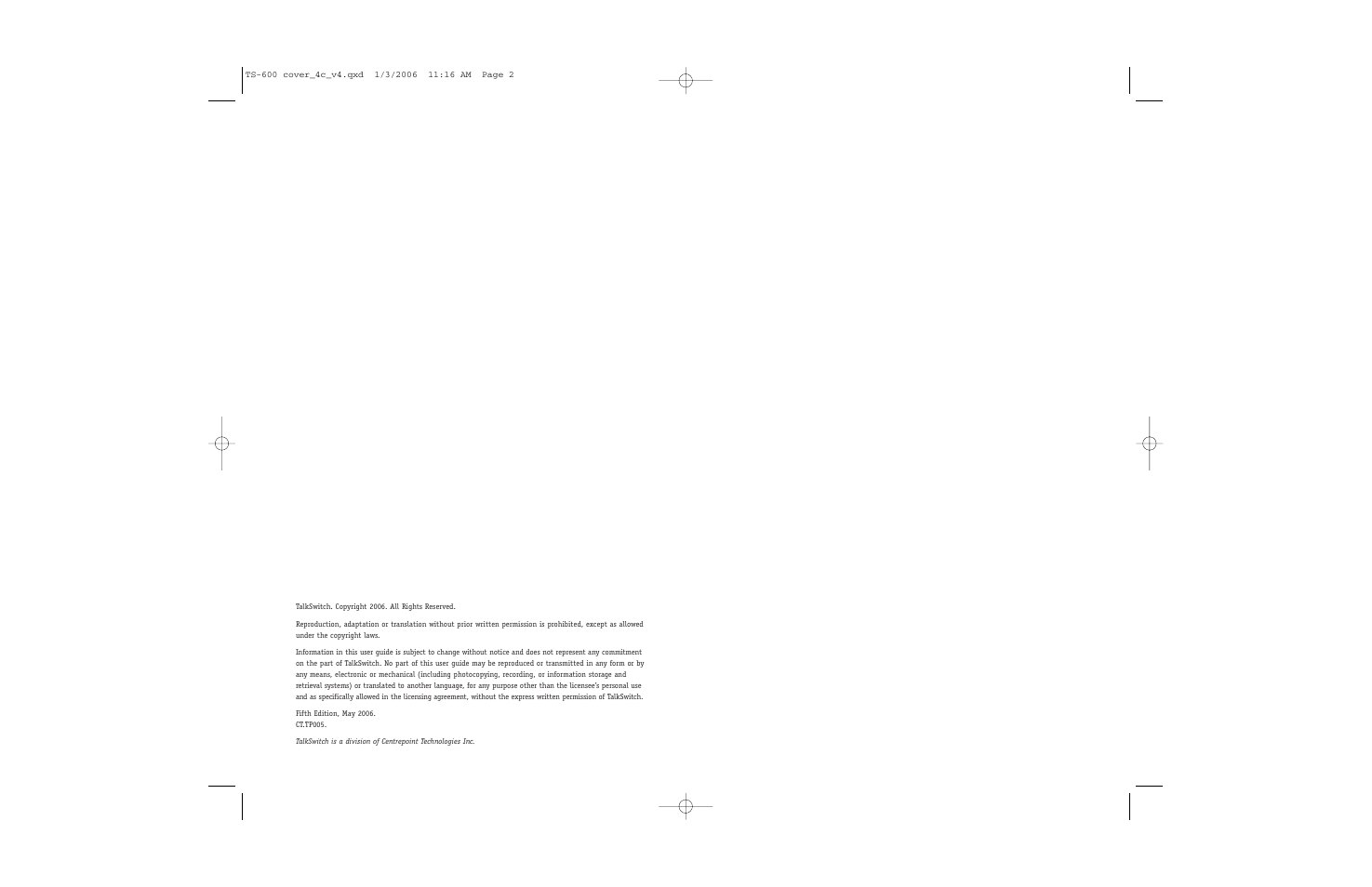 Talkswitch TS-600 User Manual | Page 2 / 30