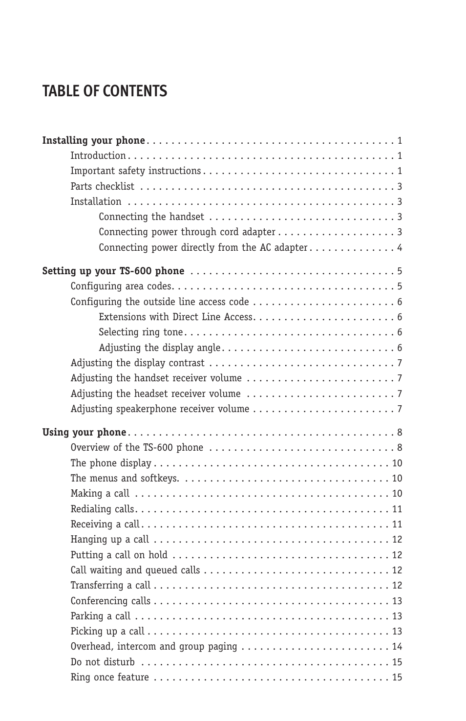 Talkswitch TS-600 User Manual | Page 3 / 30