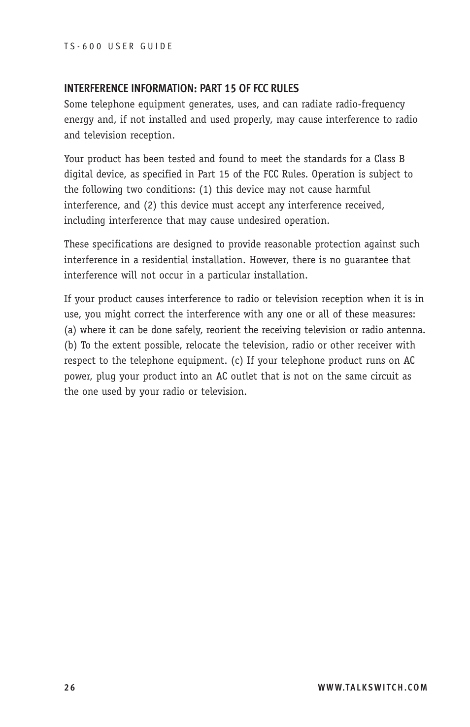 Talkswitch TS-600 User Manual | Page 30 / 30
