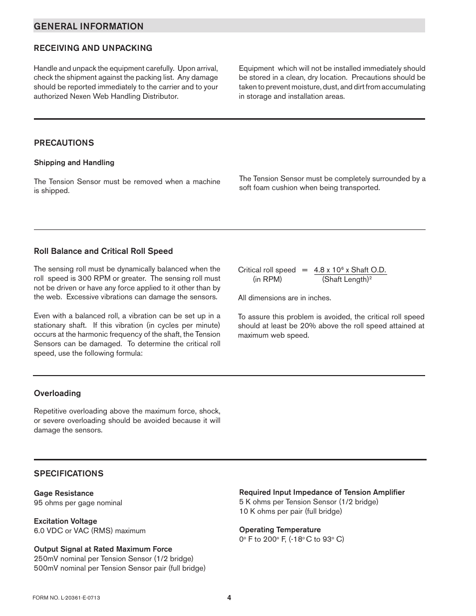 General information | Nexen SW100 803354 User Manual | Page 4 / 11